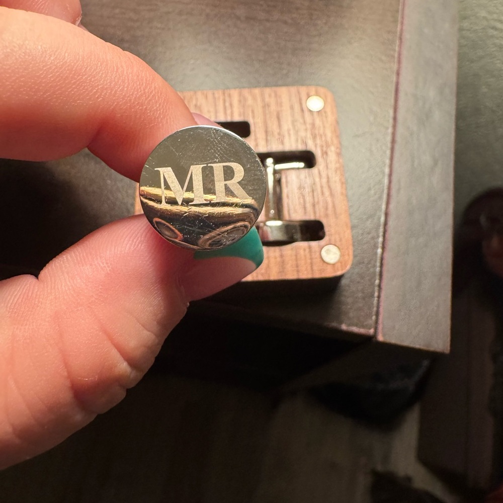 Silver Cufflinks with MR Engraving